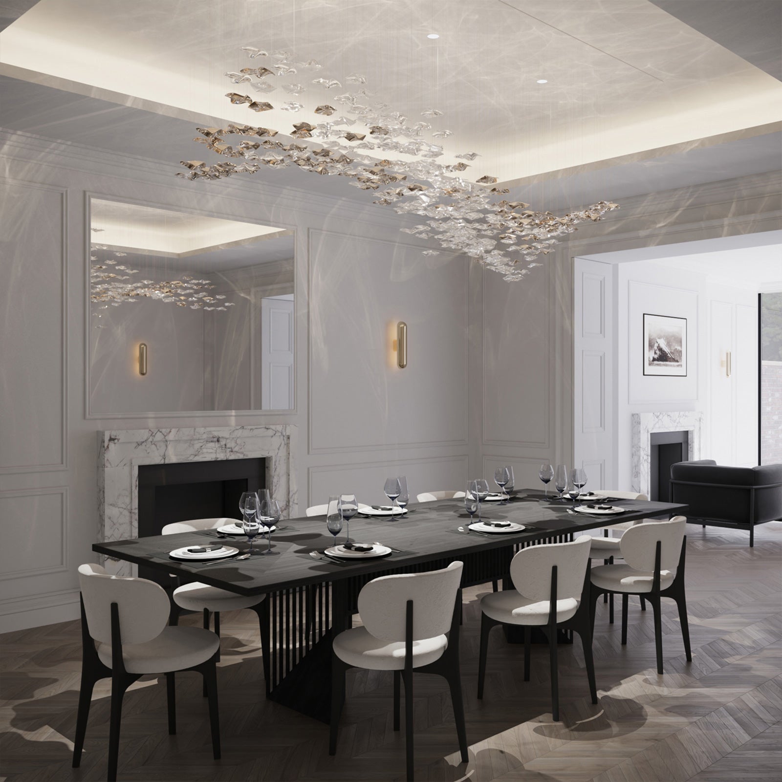 Tidal Art Glass Chandelier (With Canopy)