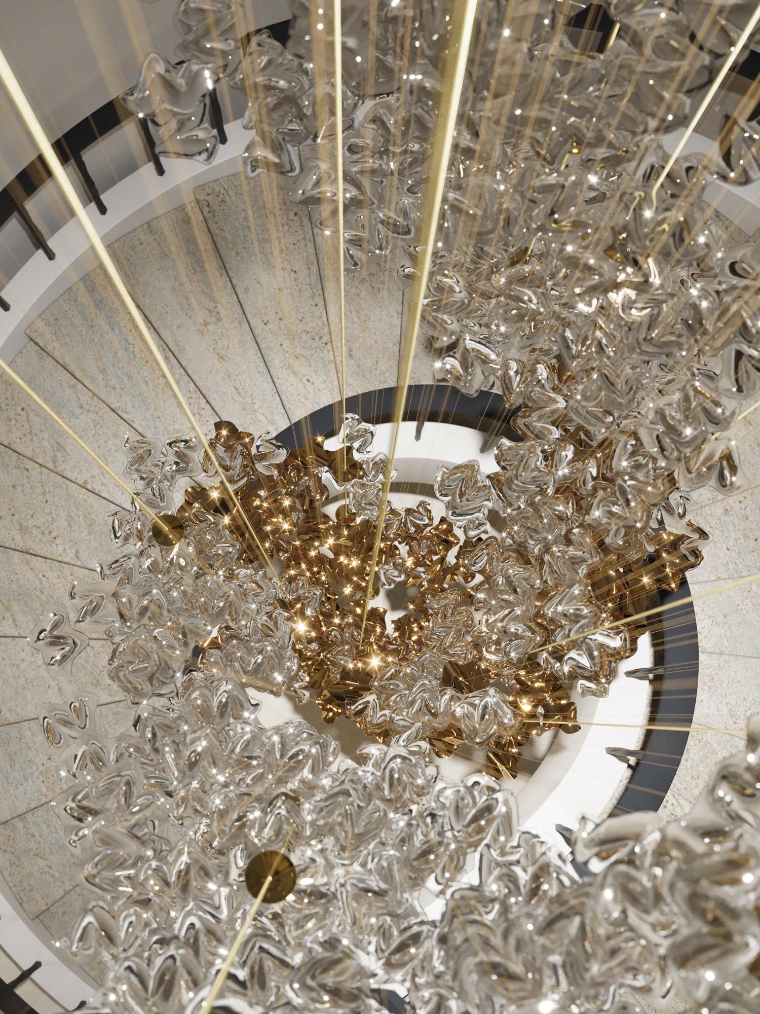 Tidal Art Glass Chandelier (With Canopy)