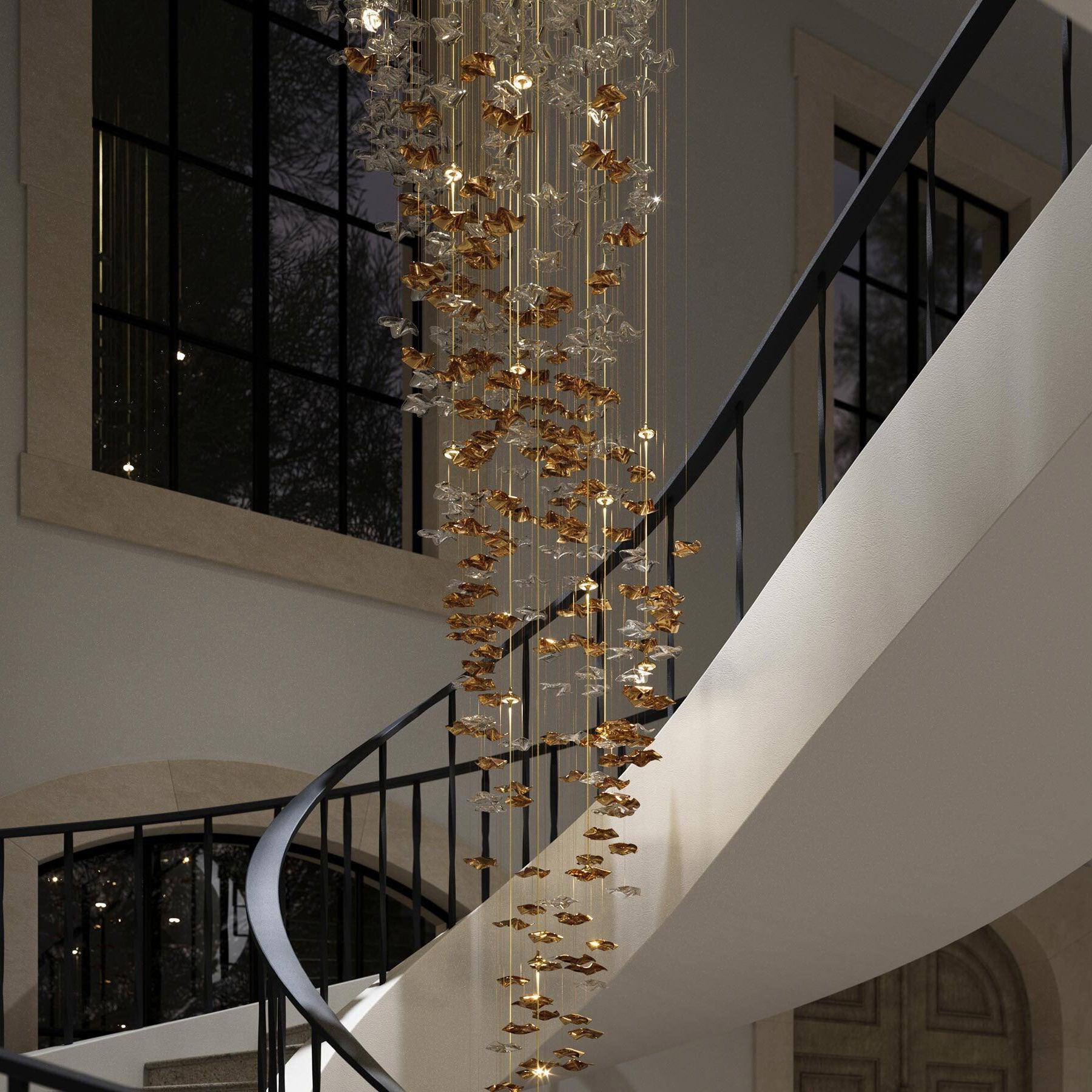 Tidal Art Glass Chandelier (With Canopy)