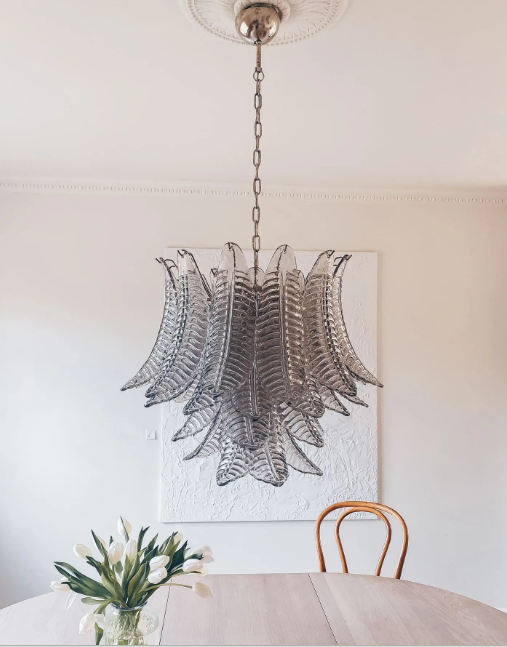 Murano Chandelier – 36 glass leaves – Smoked
