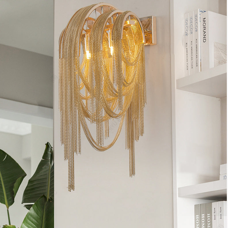 Sophian Aluminum Chain Tassel Wall Sconce-Vancei