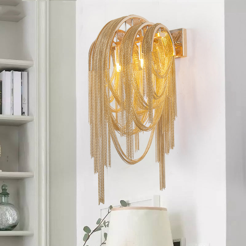 Sophian Aluminum Chain Tassel Wall Sconce-Vancei