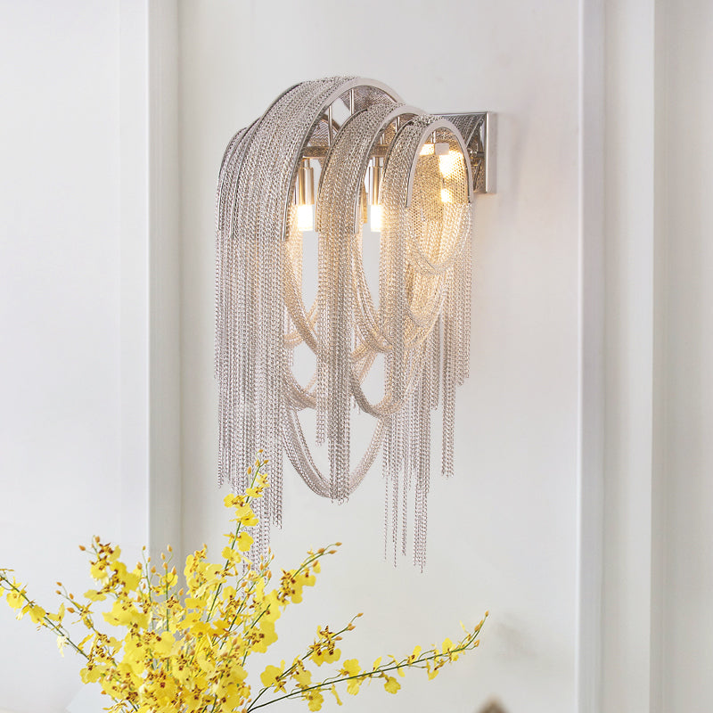 Sophian Aluminum Chain Tassel Wall Sconce-Vancei