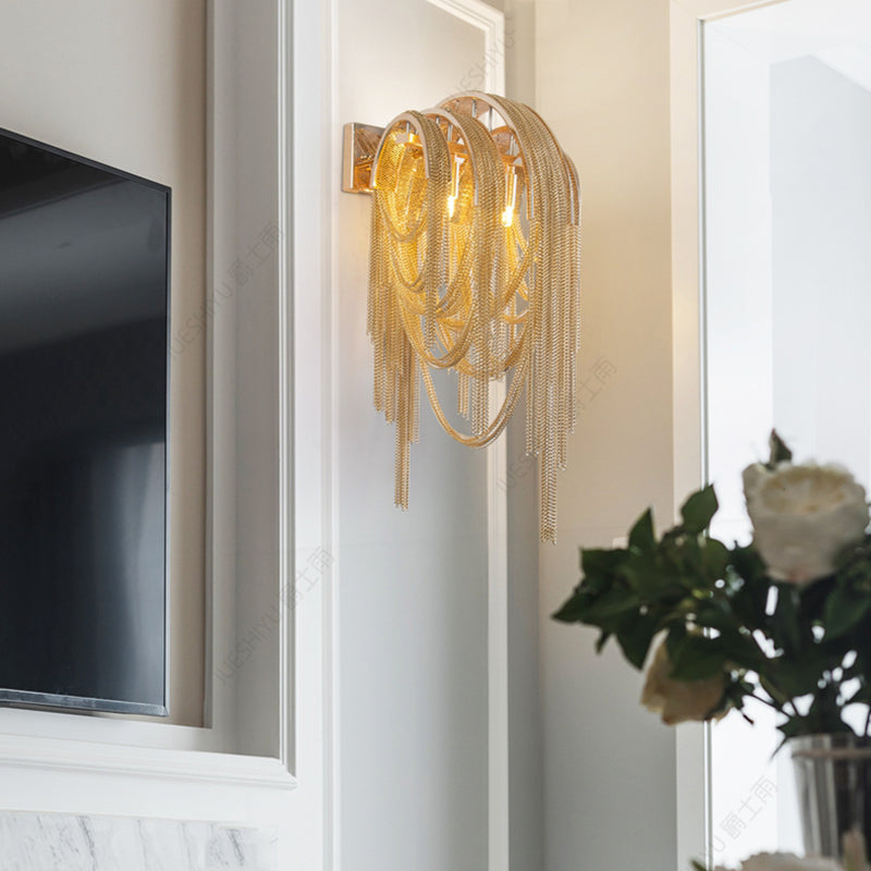 Sophian Aluminum Chain Tassel Wall Sconce-Vancei
