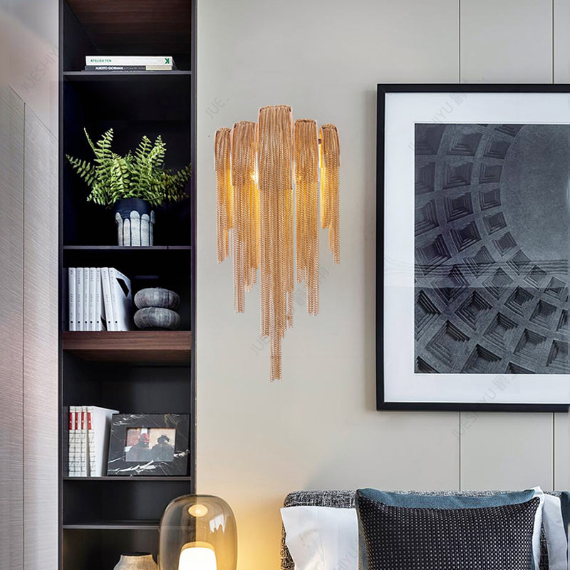 Sophian Aluminum Chain Tassel Wall Sconce-Vancei