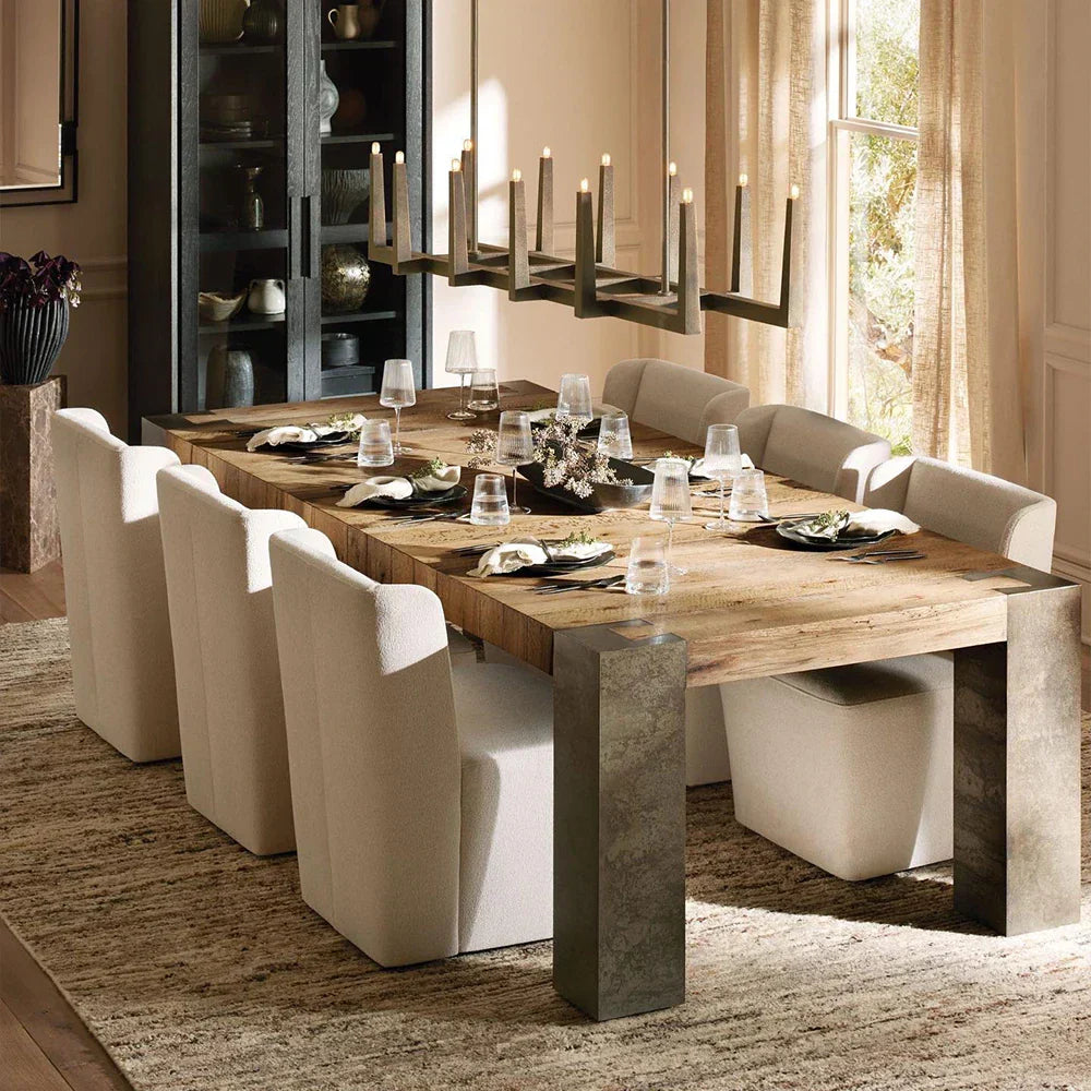 Tellurian Oak Dining Table Rectangular Handcrafted Rustic Industrial Dining Furniture