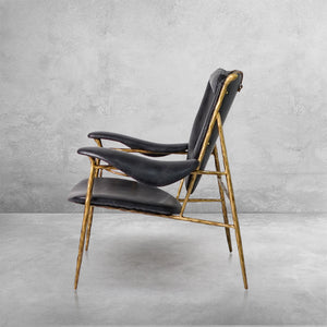 Thaddies Enamel Wooden Plate Leather Armchair-Vancei
