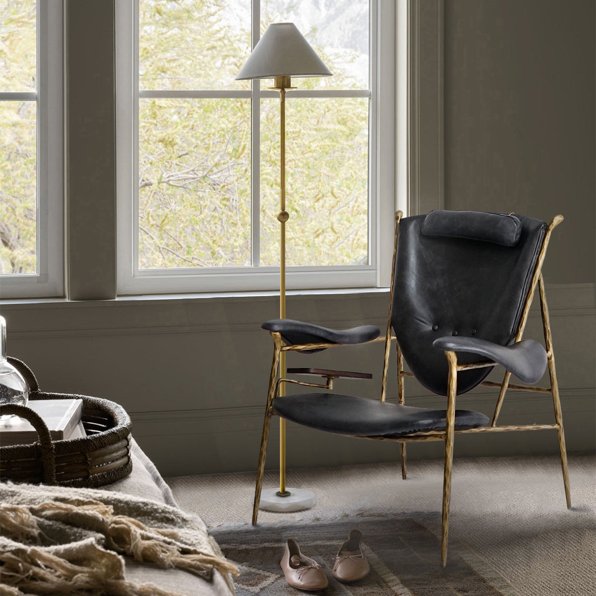 Thaddies Enamel Wooden Plate Leather Armchair-Vancei