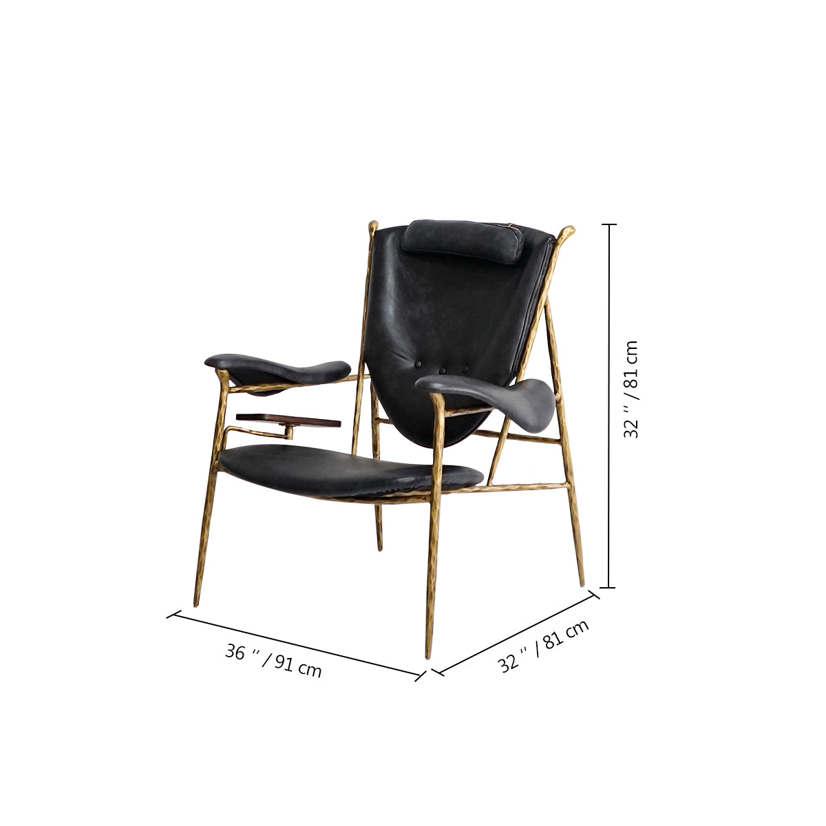 Thaddies Enamel Wooden Plate Leather Armchair-Vancei