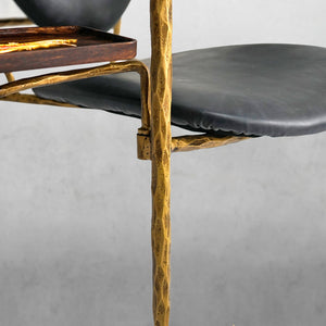 Thaddies Enamel Wooden Plate Leather Armchair-Vancei