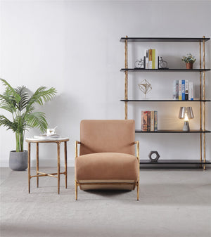 Thaddies Genuine Brown Leather Accent Chair-Vancei