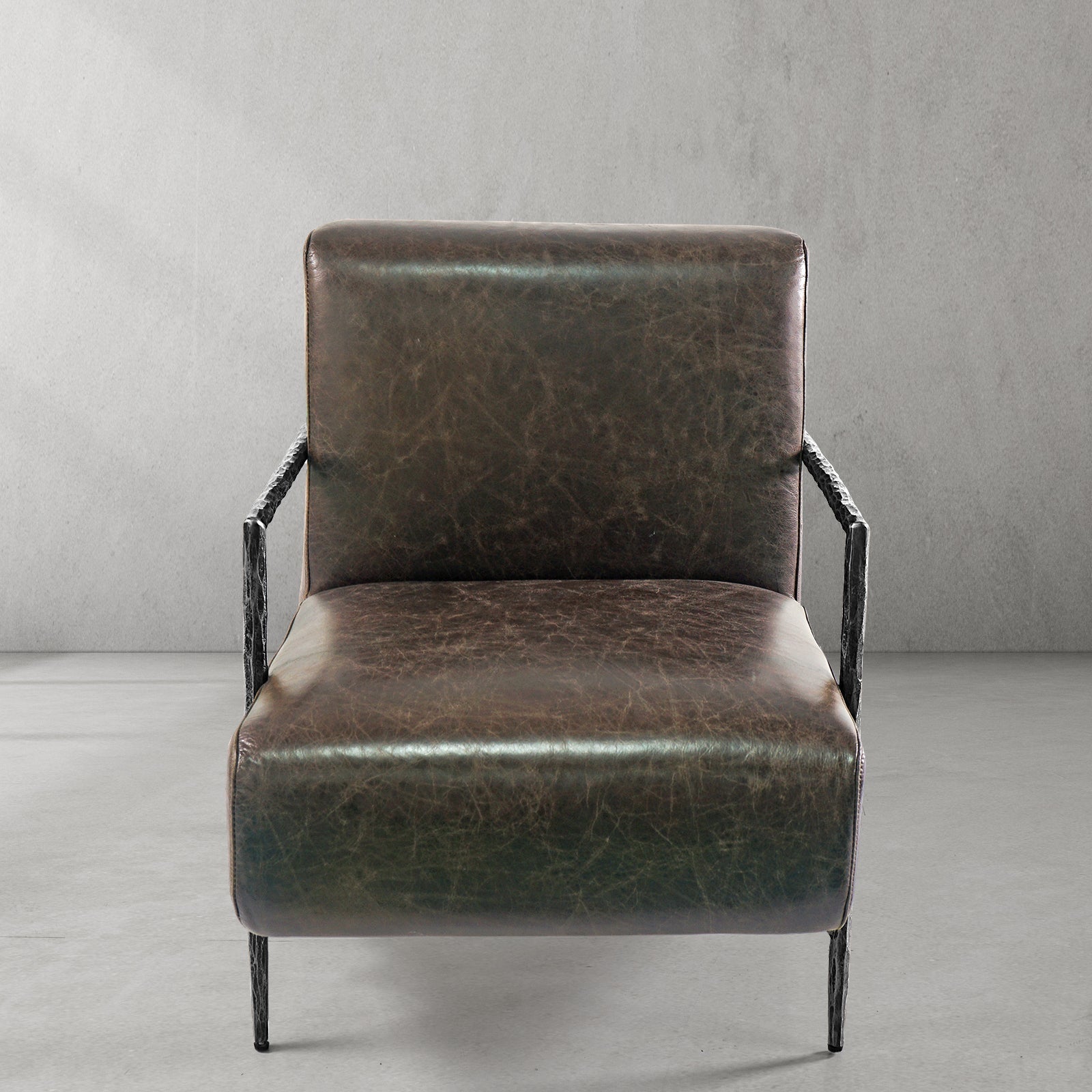 Thaddies Genuine Brown Leather Accent Chair-Vancei