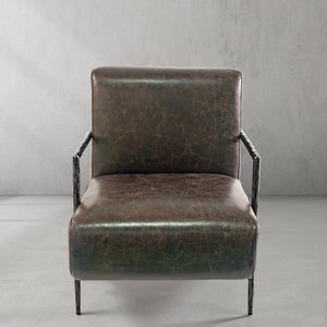 Thaddies Genuine Brown Leather Accent Chair-Vancei