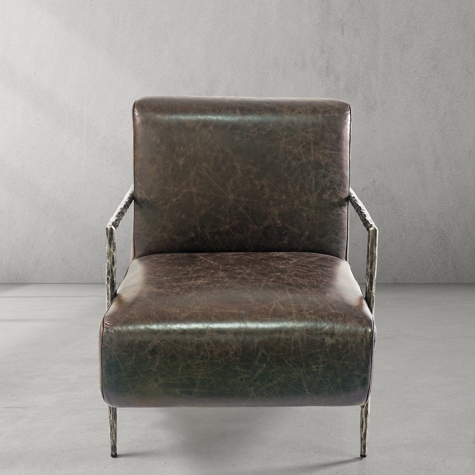 Thaddies Genuine Brown Leather Accent Chair-Vancei