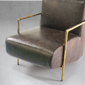 Thaddies Genuine Brown Leather Accent Chair-Vancei
