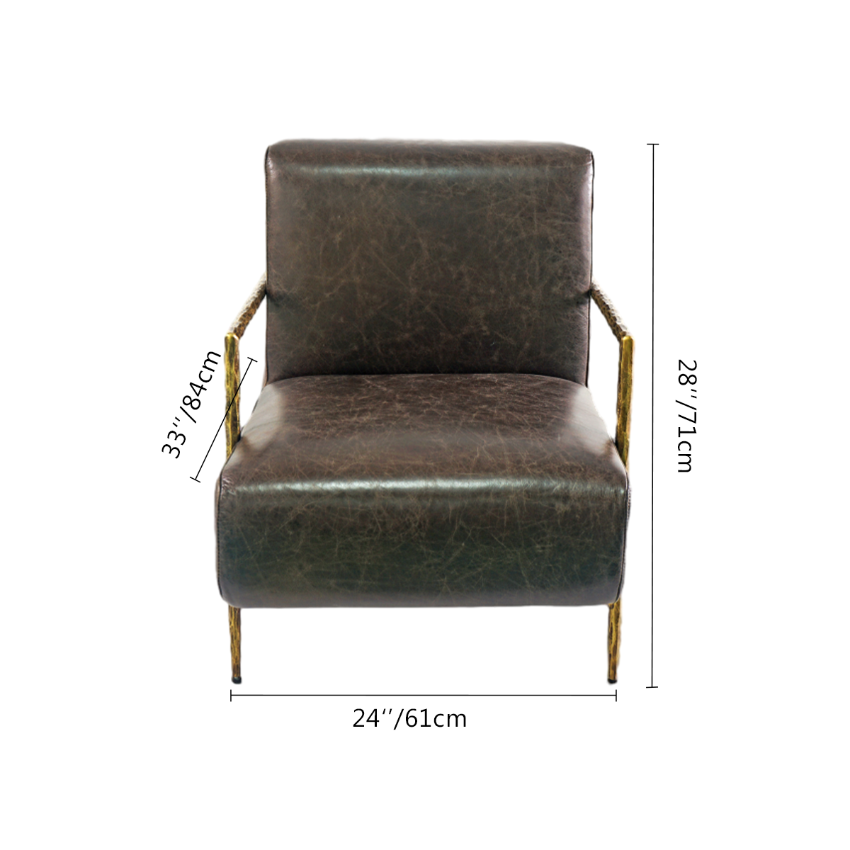 Thaddies Genuine Brown Leather Accent Chair-Vancei