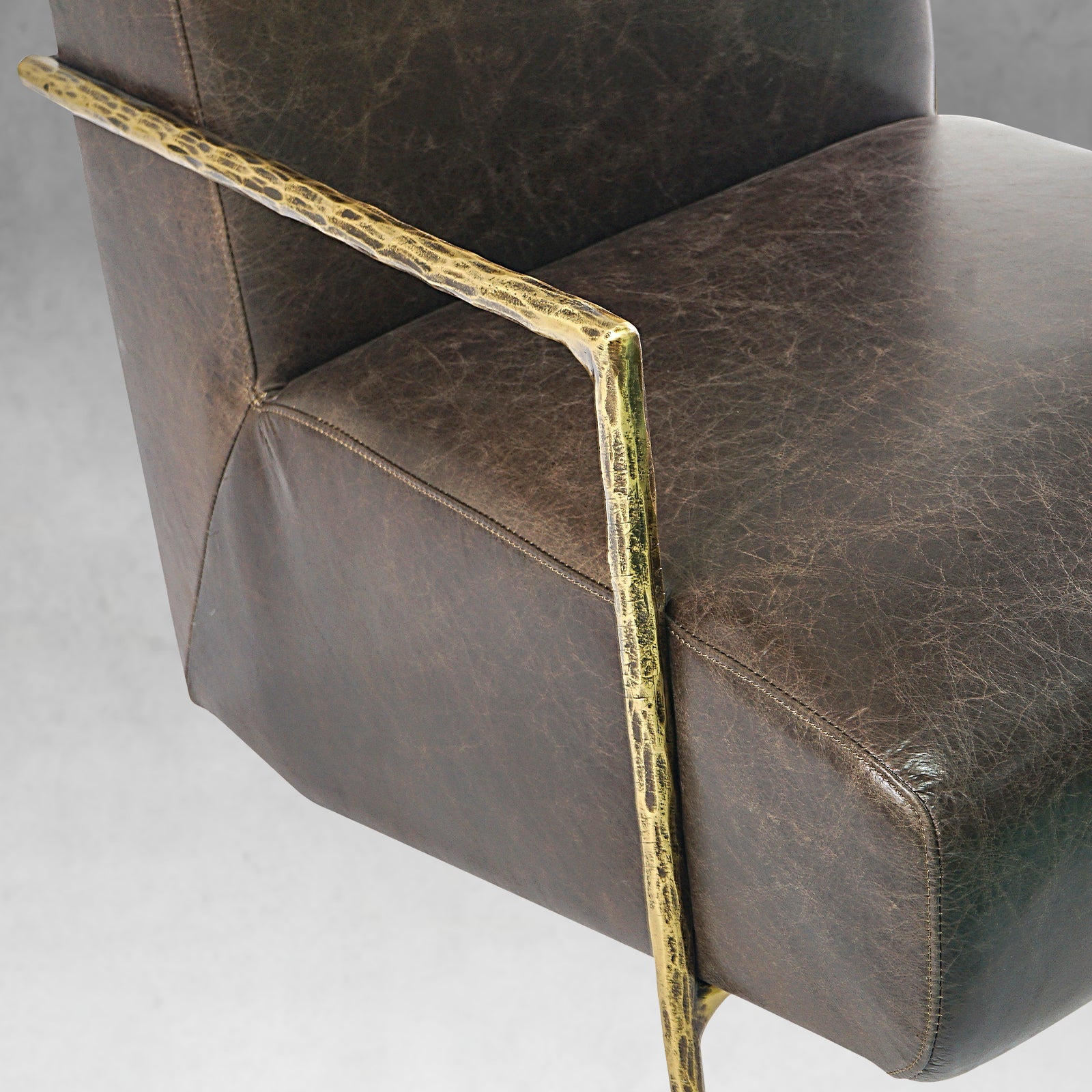 Thaddies Genuine Brown Leather Accent Chair-Vancei