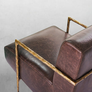 Thaddies Genuine Brown Leather Accent Chair-Vancei