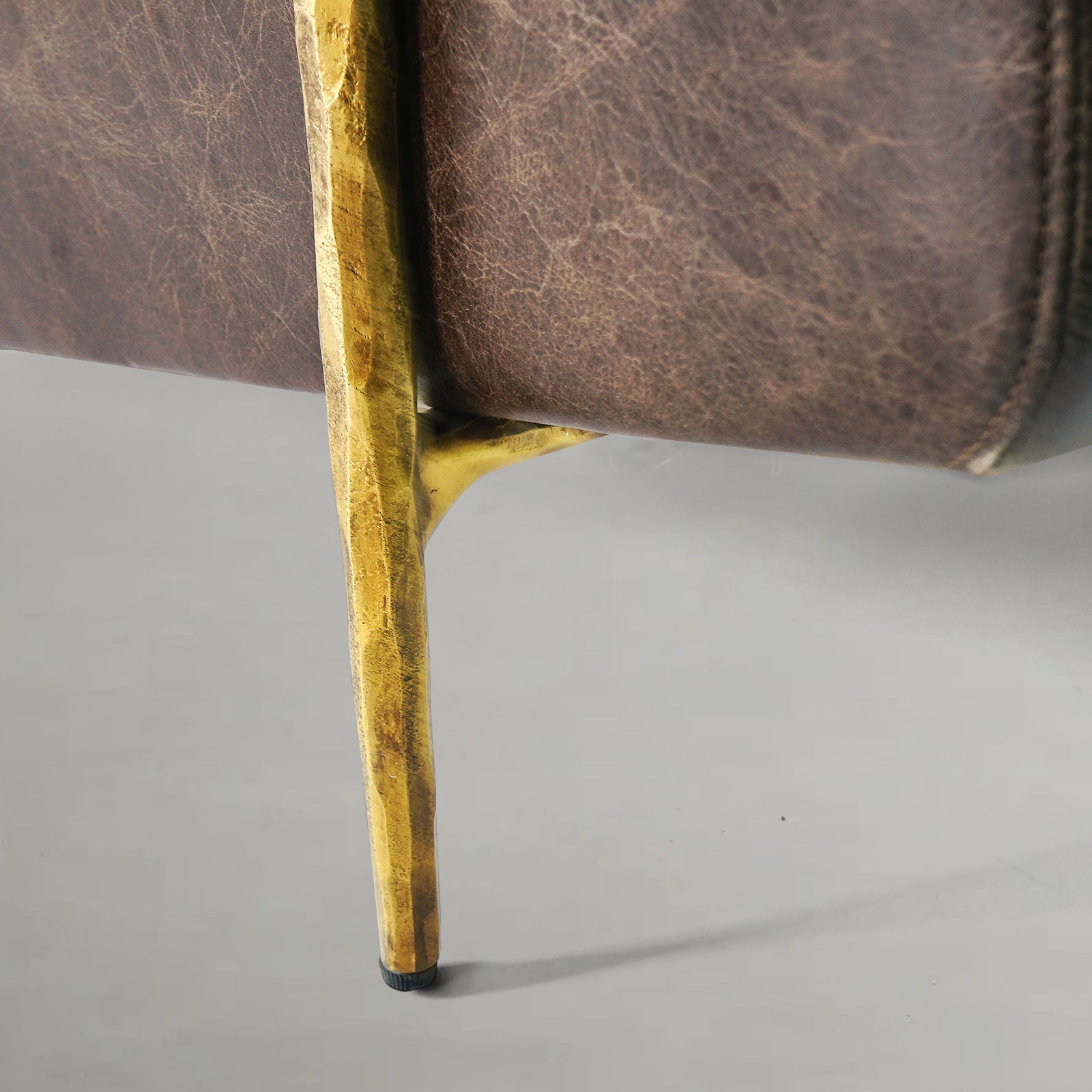 Thaddies Genuine Brown Leather Accent Chair-Vancei