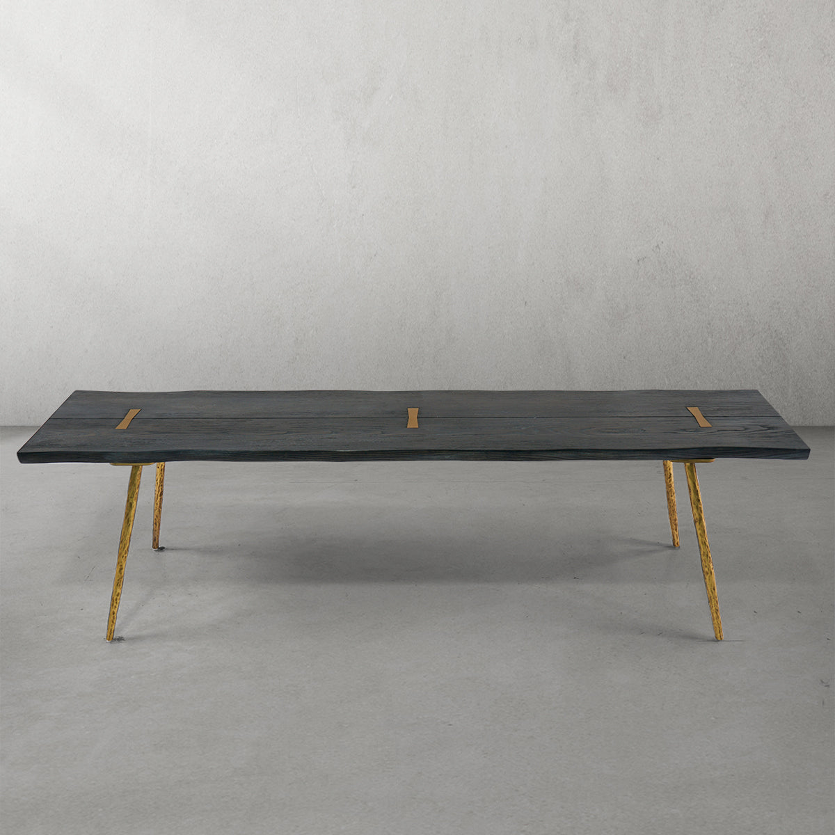 Thaddies Retro Copper Frame Solid Wood Dining Bench-Vancei