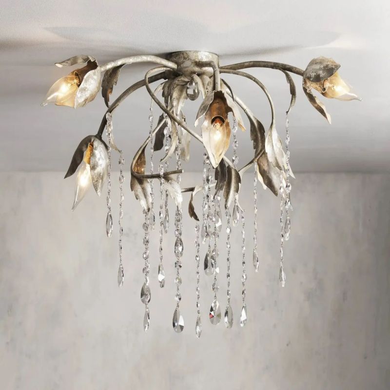 Gothic Viticcio Flushmount 23.5" 32"-Silver