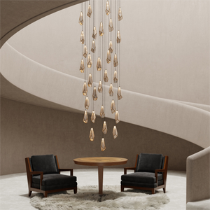 Glass Mirror 36-Light Round Multi-Drop 33'' Chandelier-Vancei