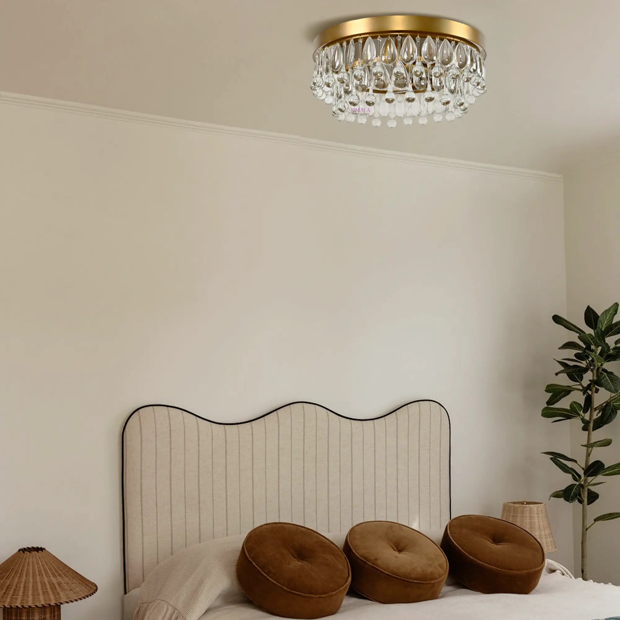 Handmade Art Crystal Glass Calira Modern Flush Mount