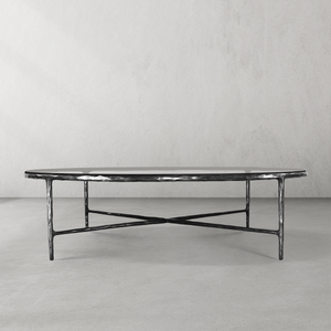 Hand-Forged Metal Glass Round Coffee Table 36" 55"