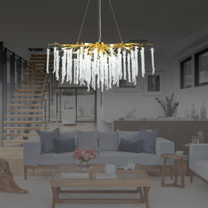 Doris White Crystal Branch Round Chandelier D20.5" L45"-Vancei