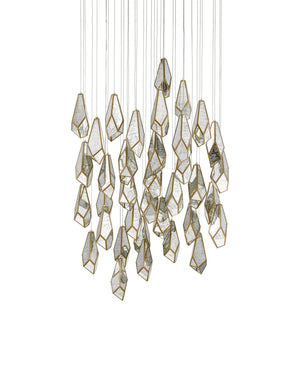 Glass Mirror 36-Light Round Multi-Drop 33'' Chandelier-Vancei