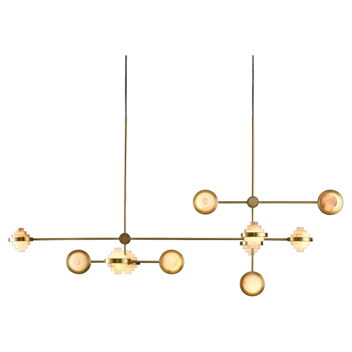 Iris Complex Array Brass and Alabaster Pendant Light