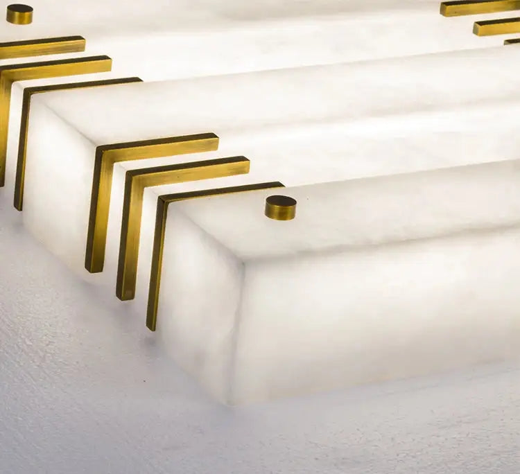 Modern Square Alabaster Ceiling Flushmount