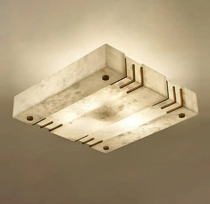 Modern Square Alabaster Ceiling Flushmount