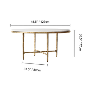 Hand-Forged Metal Marble Round Dining Table