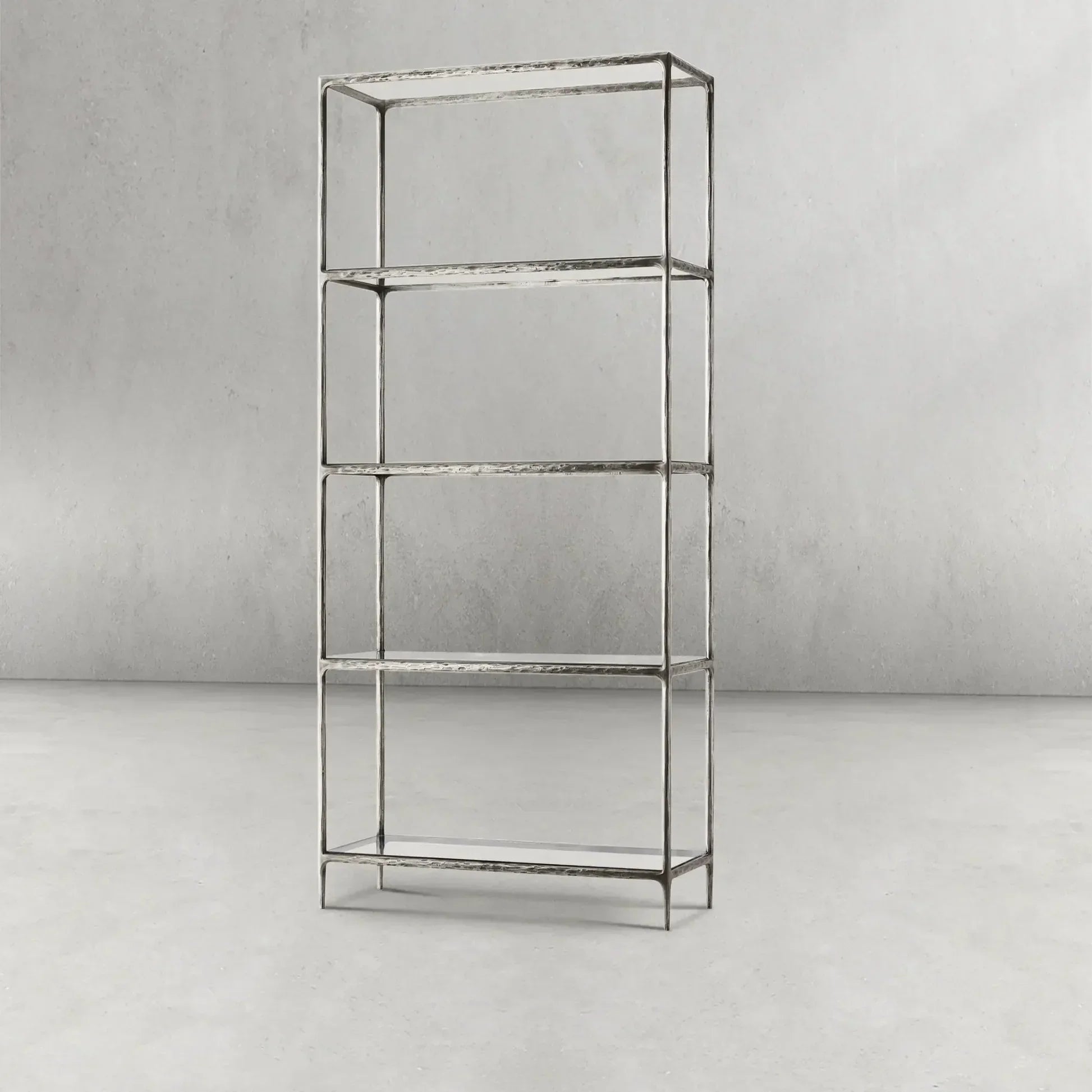 Hand-Forged Metal Glass Shelving