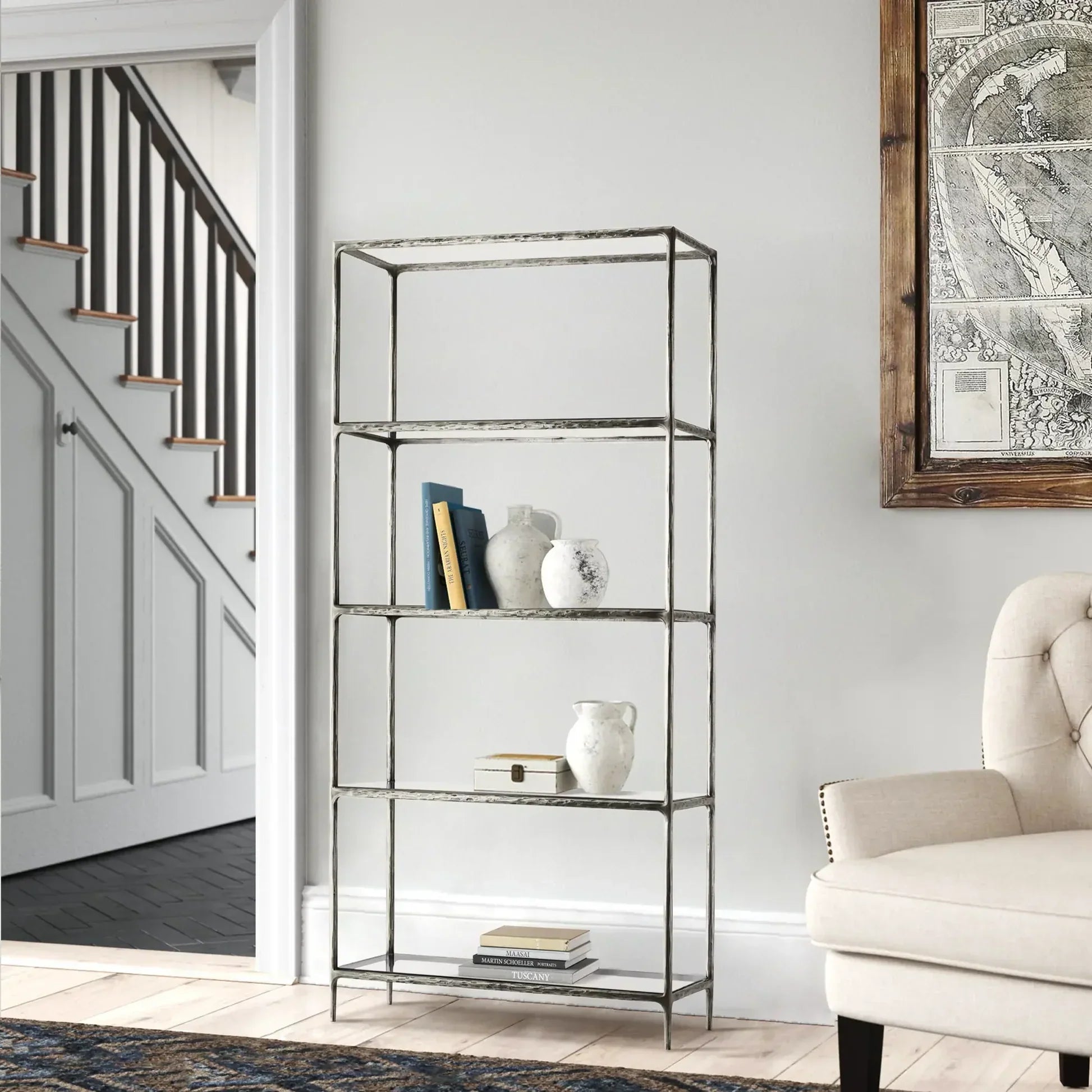 Hand-Forged Metal Glass Shelving