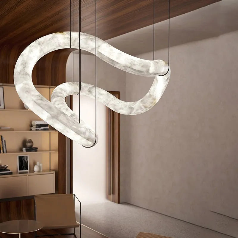 Glacera Designer Inspired Alabaster Chandelier Light For Living Room 35'' 55'' 56'' 70'' 96''W