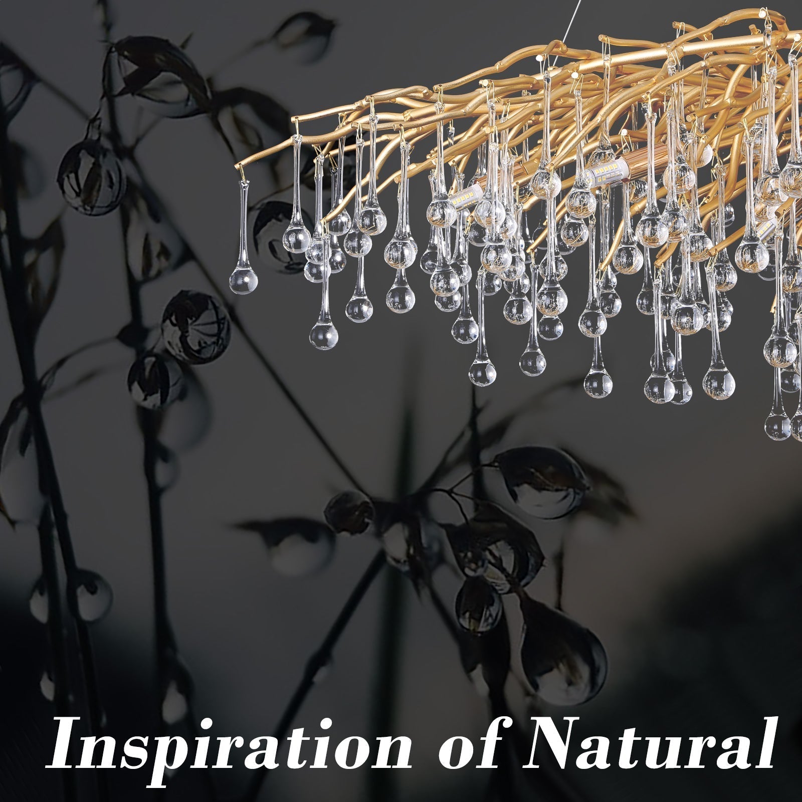 Doris Crystal Rectangular Branch Chandelier L45"-Vancei