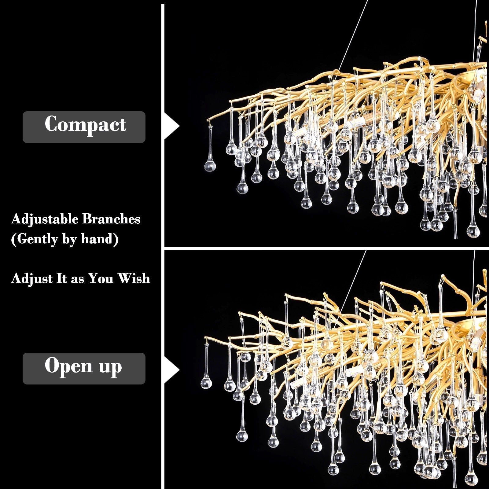 Doris Rain Branch Chandelier 23.5"D Gold-Vancei