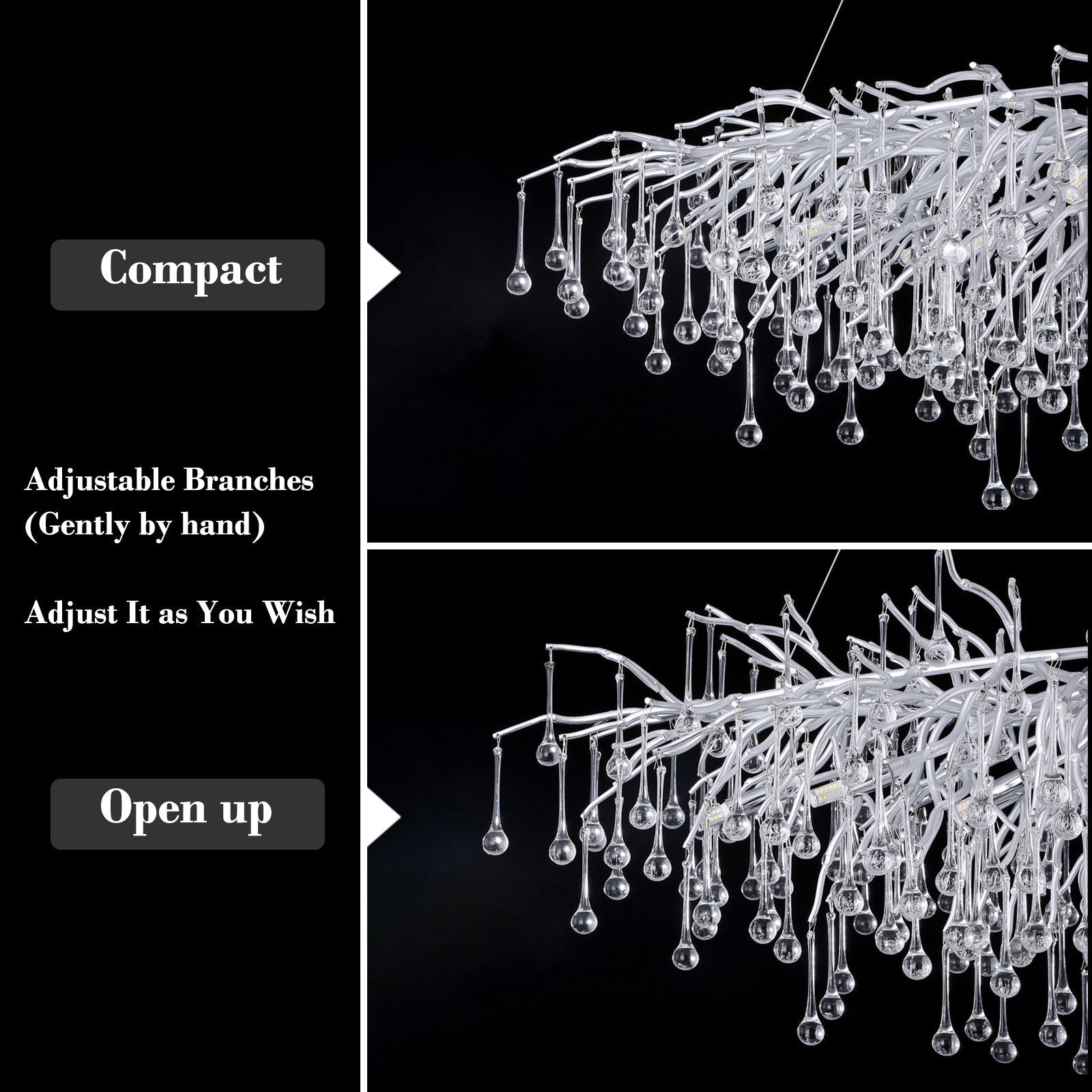 Doris Rain Branch Chandelier Dia 23.5" Silver-Vancei