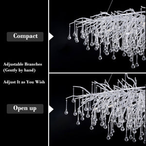 Doris Rectangle Branch Chandelier 45"L Silver-Vancei