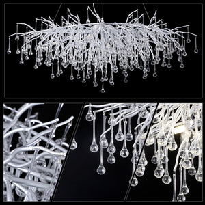 Doris Rectangle Branch Chandelier 45"L Silver-Vancei