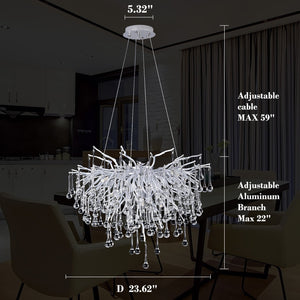 Doris Rain Branch Chandelier Dia 23.5" Silver-Vancei