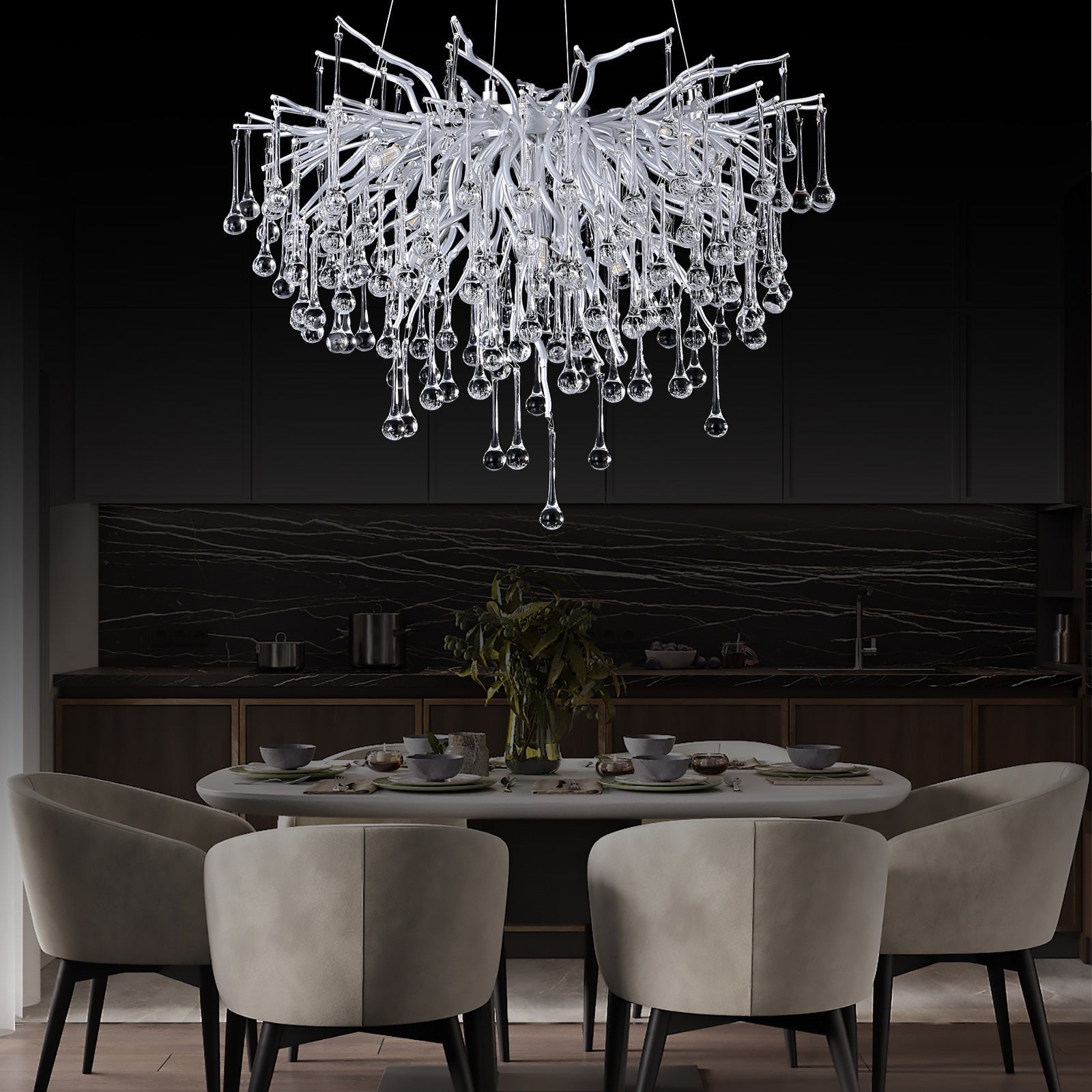 Doris Rain Branch Chandelier Dia 23.5" Silver-Vancei