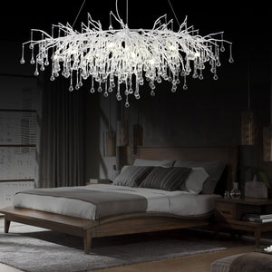 Doris Rectangle Branch Chandelier 45"L Silver-Vancei