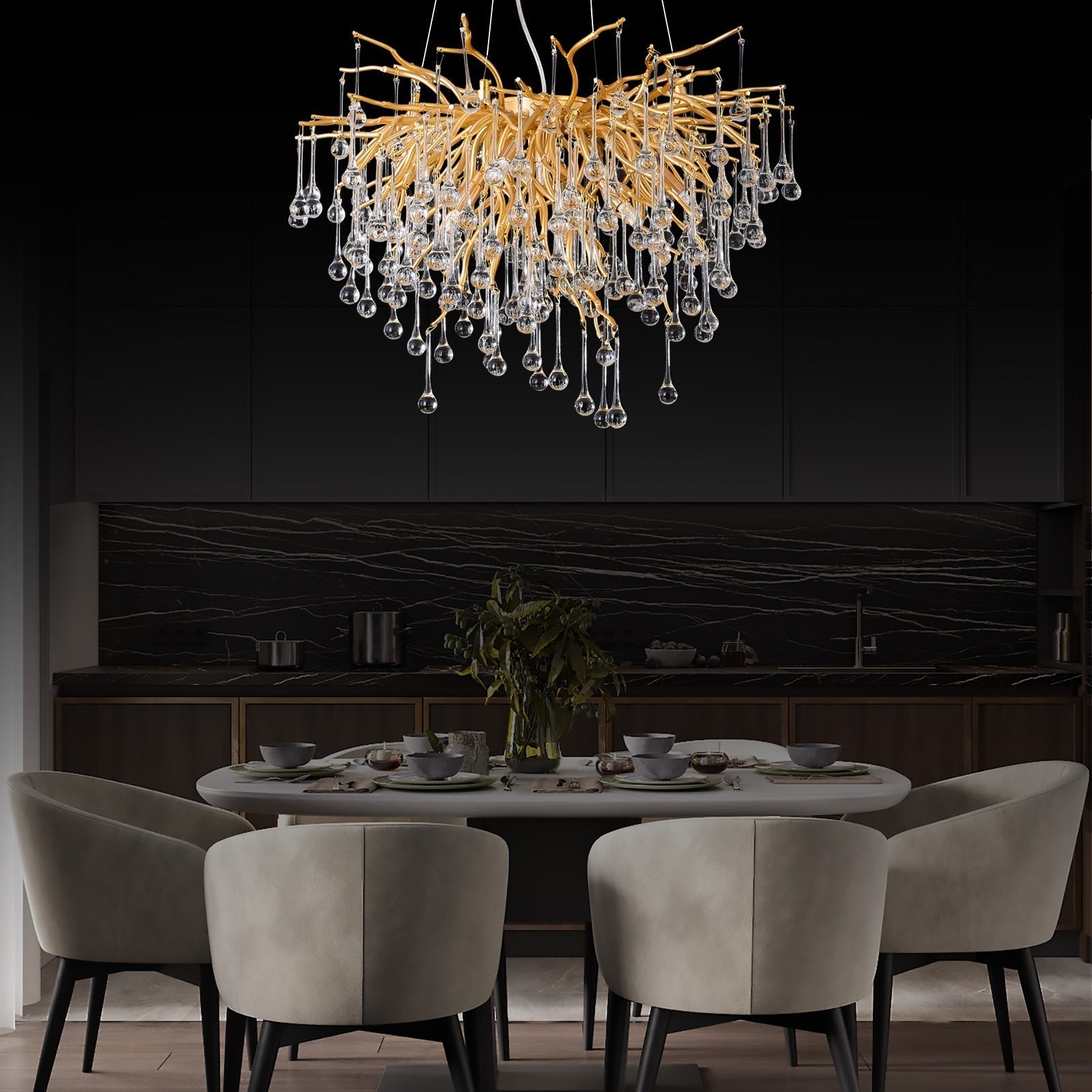 Doris Rain Branch Chandelier 23.5"D Gold-Vancei
