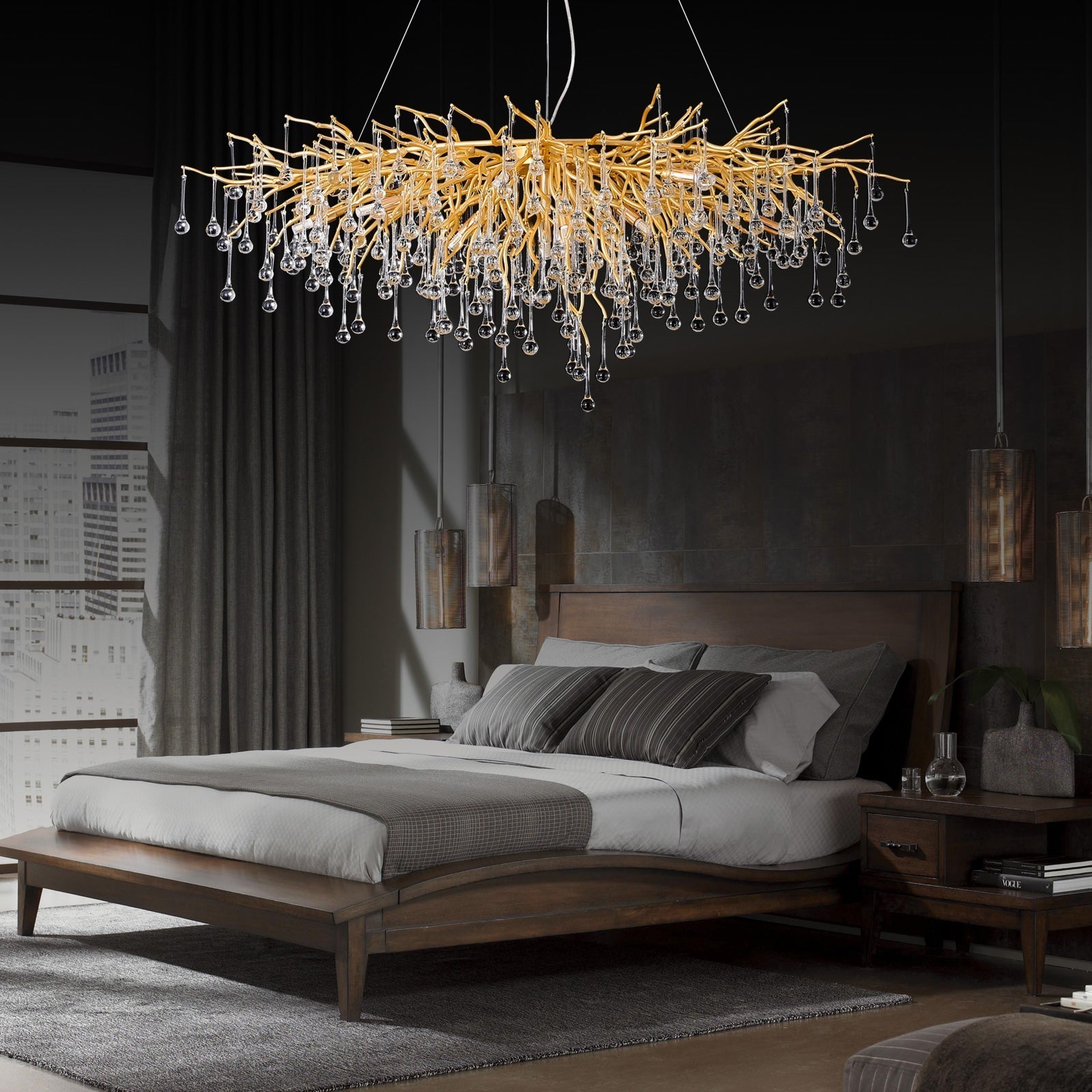 Doris Crystal Rectangular Branch Chandelier L45"-Vancei