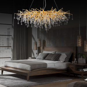 Doris Crystal Rectangular Branch Chandelier L45"-Vancei
