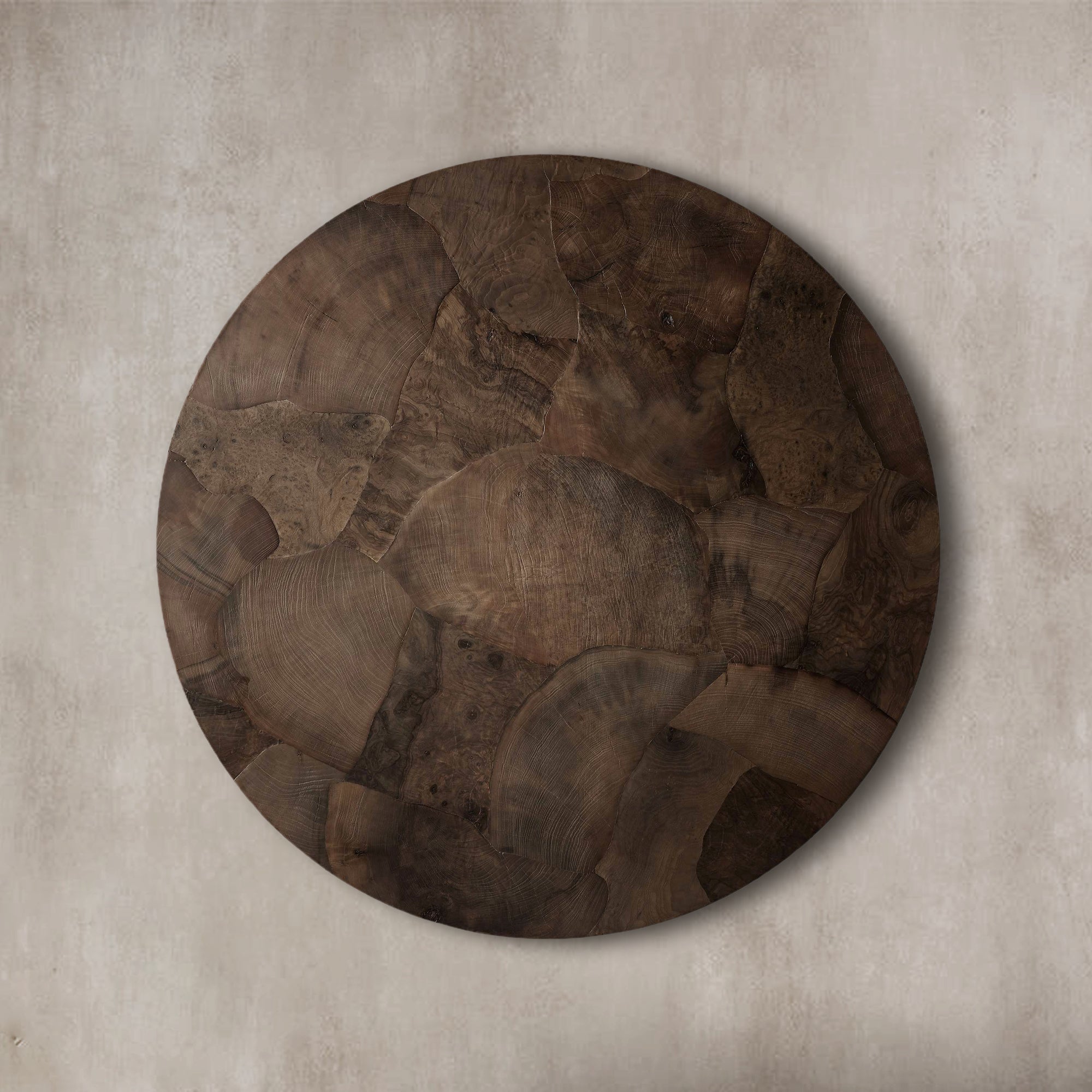 Loranco Wood Round Coffee Table Wabi-Sabi Living Room Center Tea Table