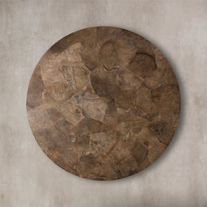 Loranco Wood Round Dining Table With Oxidized Steel Base